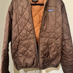Men’s Brown Diamond Quilted Bomber Patagonia Hoody.